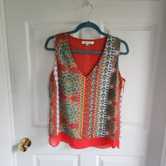 Rose & Olive Orange Green Graphic Tank Top - Picture 1 of 9
